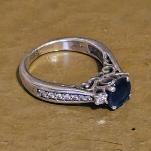 Elegant Silver and Blue Gemstone Ring